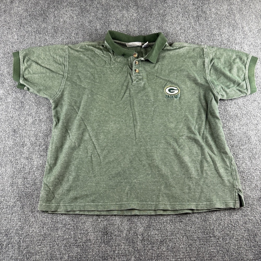 Vintage 90s Logo 7 Green Bay Packers Polo Shirt Men's XL Game Day NFL Faded